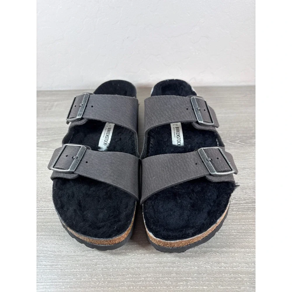 Birkenstock Arizona Shearling Desert Dusk Black Sandals Mens 8‎ Womens 10 EU 41